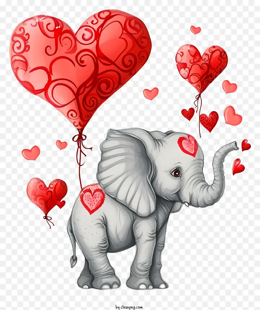 Valentine Elephant，Elefante PNG