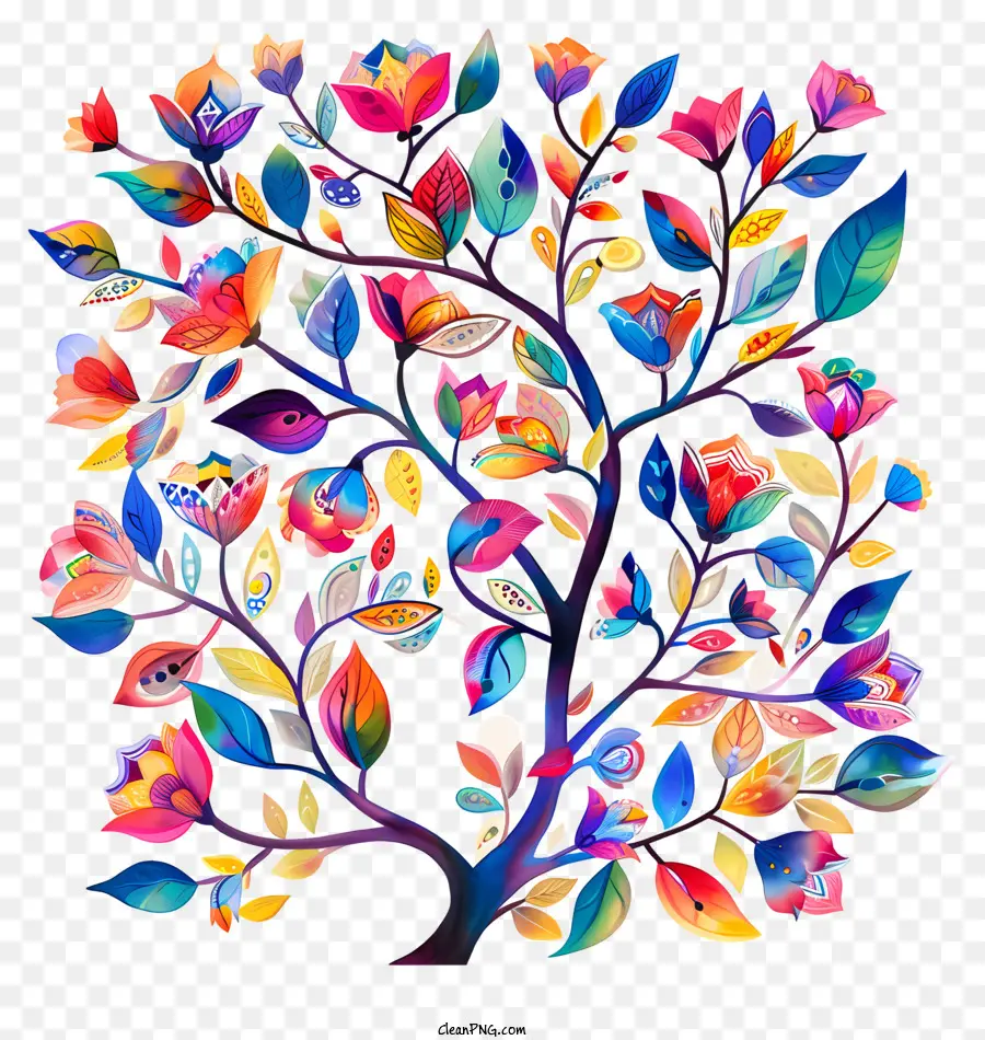 Colorido árvore，Flores PNG
