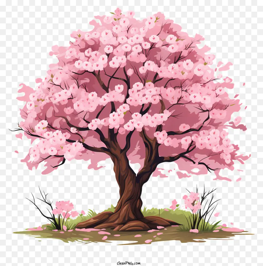 Árvore De Flor De Cerejeira No Estilo Doodle，Flor De Cerejeira PNG