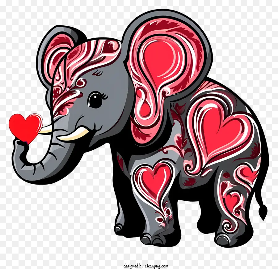 Design De Desenho Vetorial，Valentine Elephant PNG