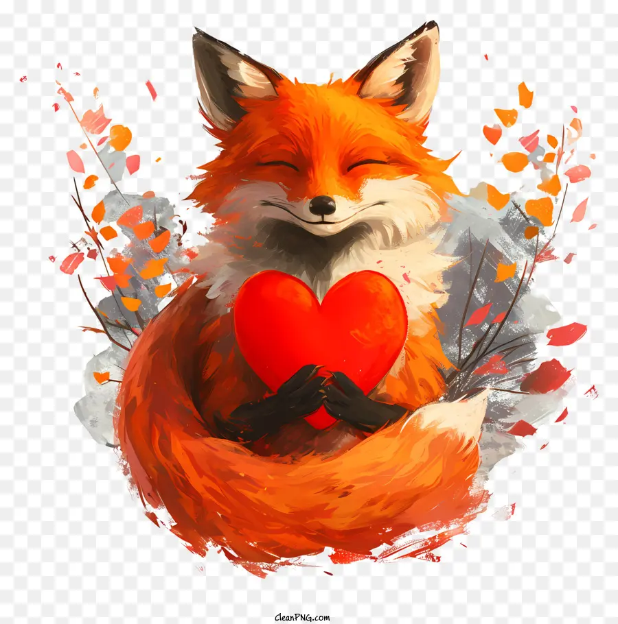 Valentine Fox，Coração PNG