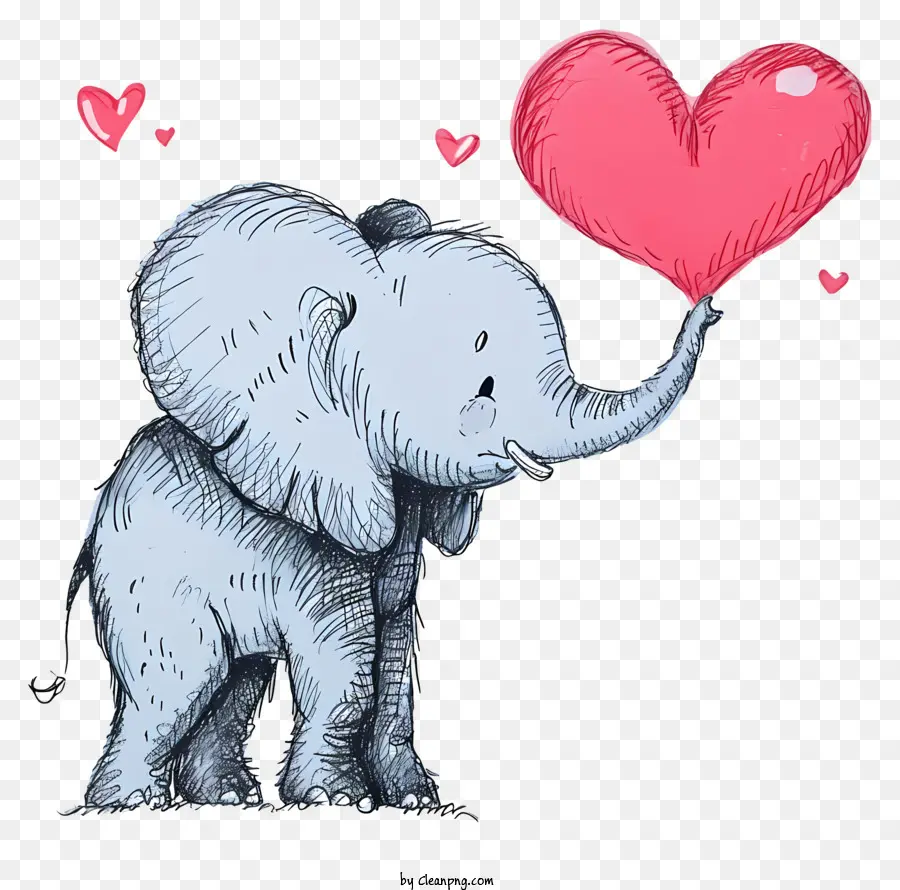 Elefante De Namorado Desenhado à Mão，Elefante Segurando O Coração PNG