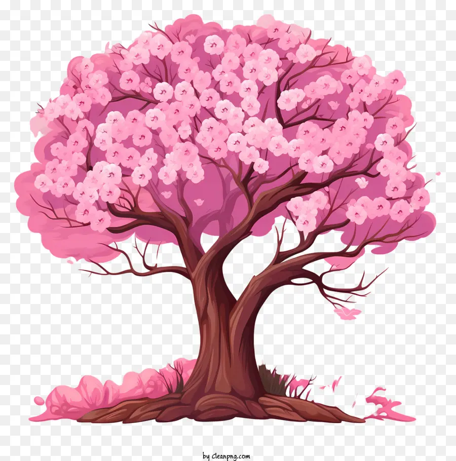 Árvore De Flor De Cerejeira De Estilo De Esboço，árvore Rosa PNG
