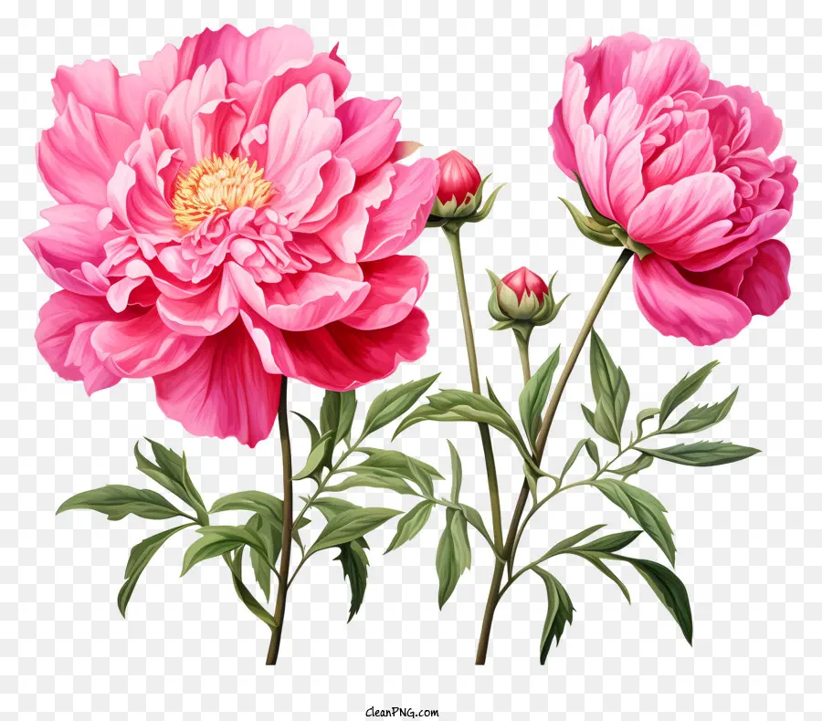 Aquarela Cor De Rosa Da Flor，Flores De Peônia Cor De Rosa PNG