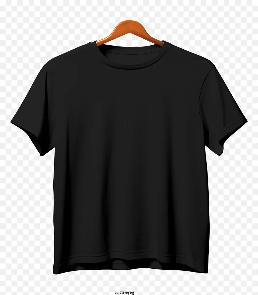 Camiseta Preta De Estilo Plano No Cabide，Preto Tshirt PNG