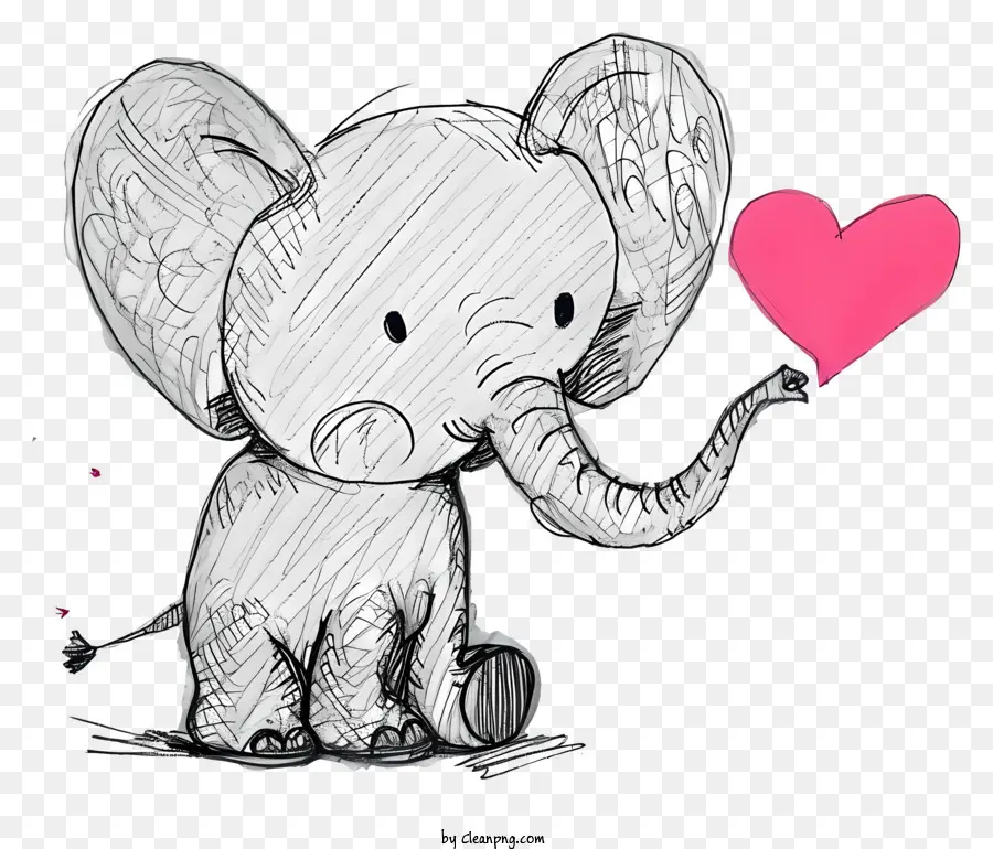 Linha De Esboço De Elefante Namorado，Cartoon Elefante PNG