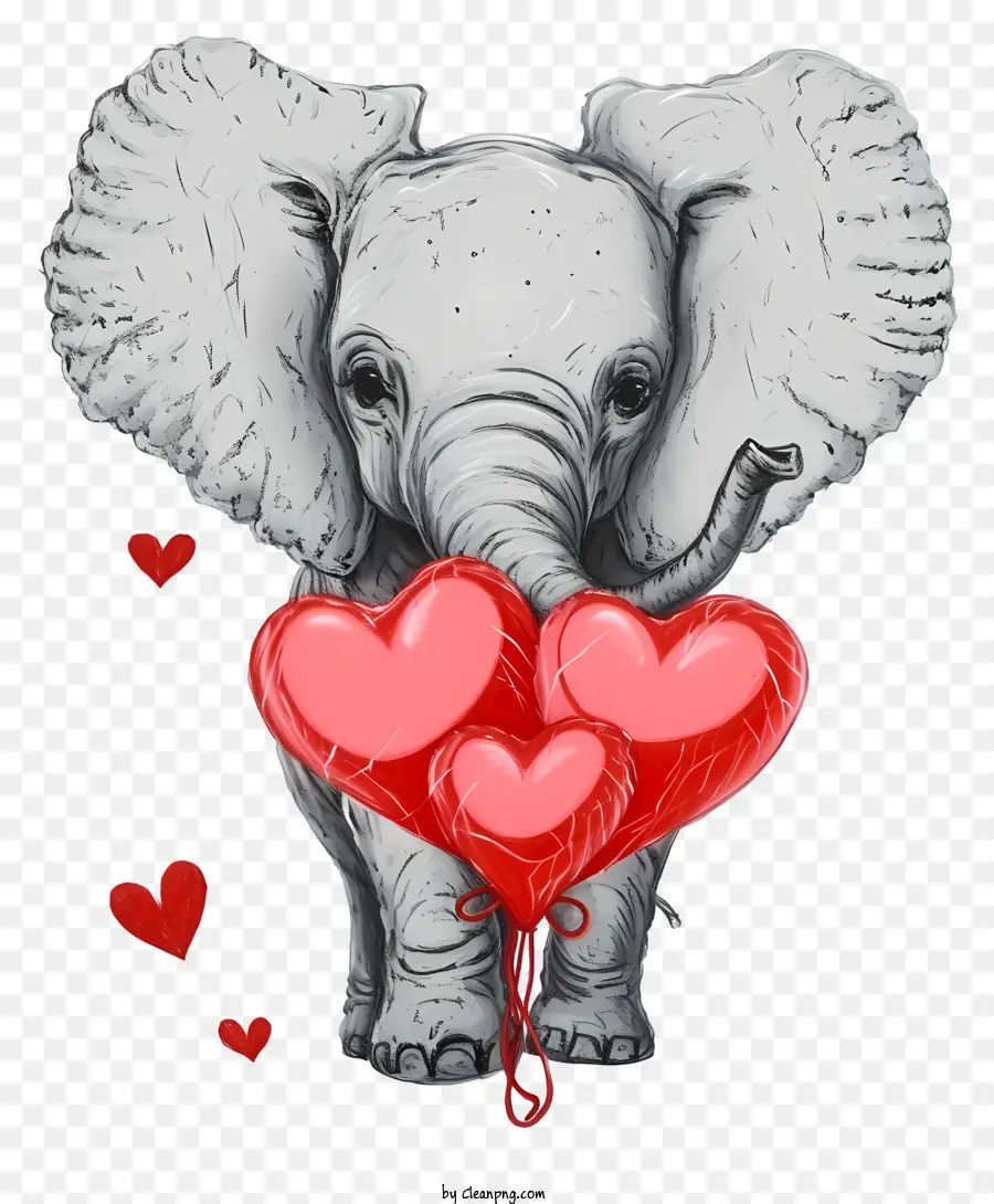 Valentine Elephant，Ilustração Do Vetor De Elefante PNG