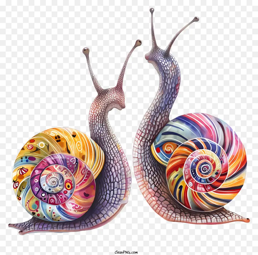 Snails Dos Namorados，Obras De Arte Coloridas PNG