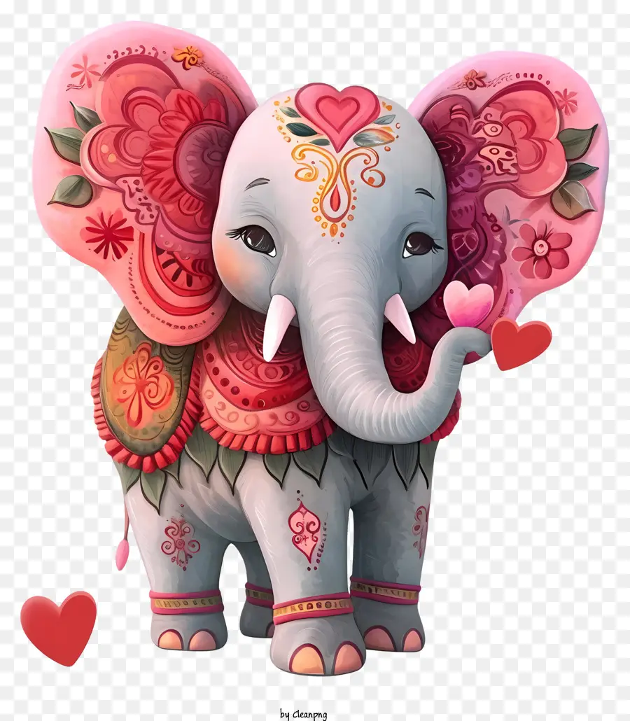 ícone De Elefante Dos Namorados，Elefante Decorado PNG