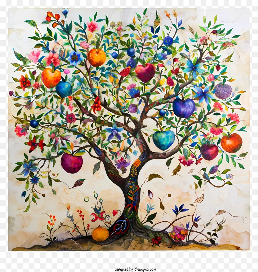 árvore De Pintura，Pintura Multicolorida PNG