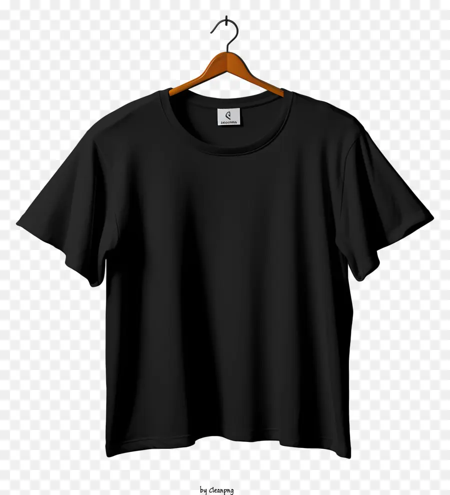 Camiseta Preta De Estilo Plano No Cabide，Preto Tshirt PNG