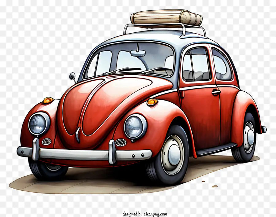 Retro Automóvel，Volkswagen Beetle Vintage Vermelho PNG