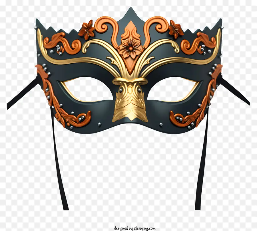 Máscara De Máscaras Desenhadas à Mão，Máscara Preta E Dourada PNG
