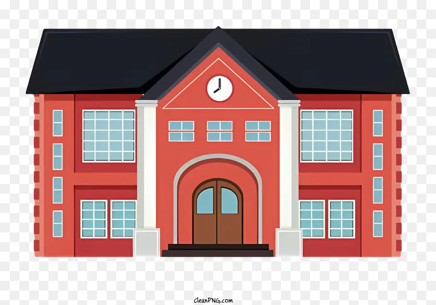 Escola De Cartoon，Edifício Vermelho PNG