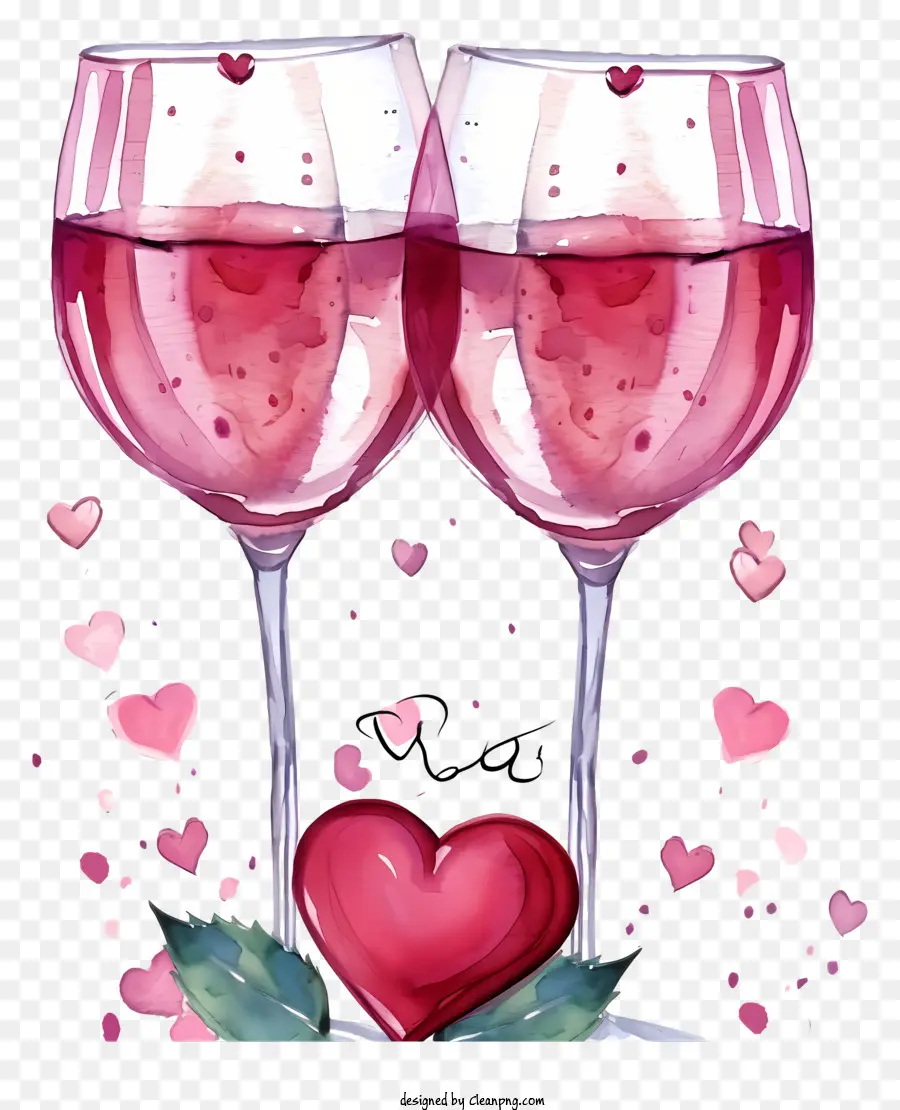 Copos De Vinho De Namorados Em Aquarela，Pintura Em Aquarela PNG