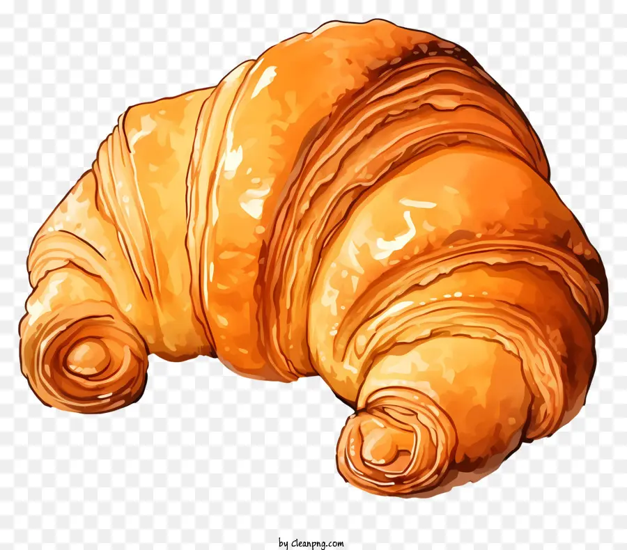 Croissant Francês Em Aquarela，Pastelaria PNG