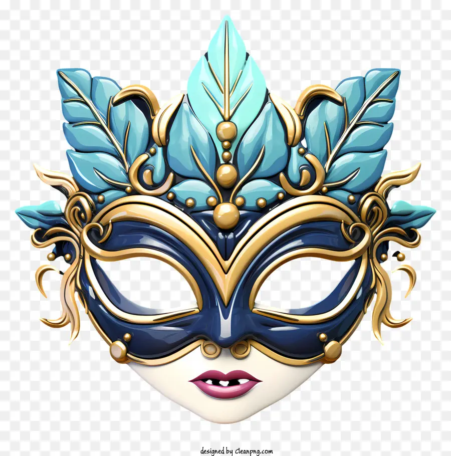 Máscara De Máscaras De Estilo De Esboço，Máscara Azul E Ouro PNG