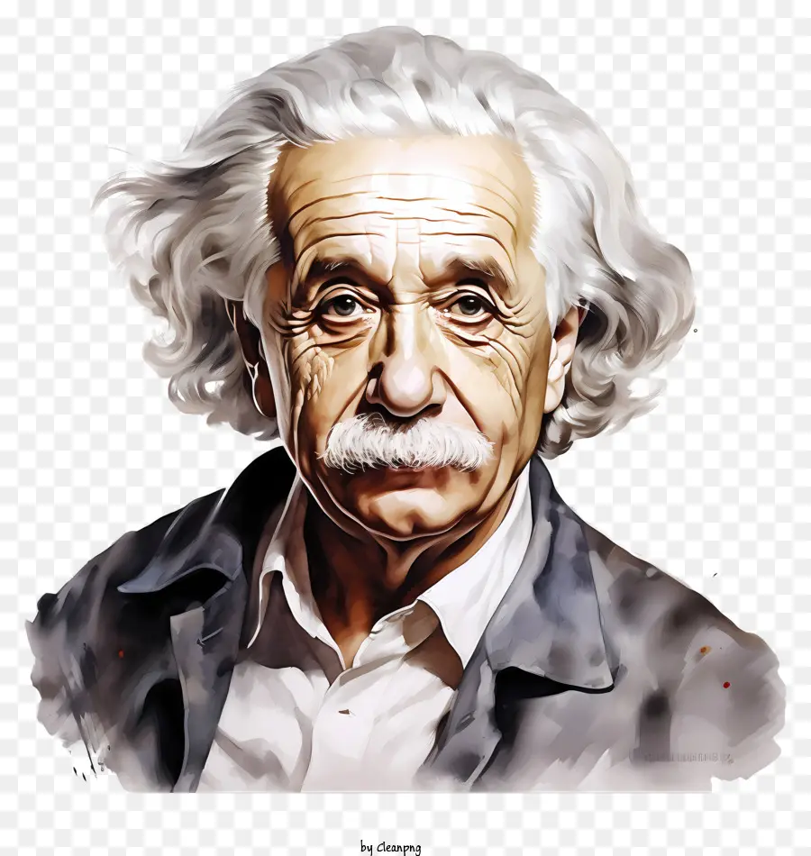 Retrato De Aquarela Albert Einstein，Homem Com Barba Branca PNG