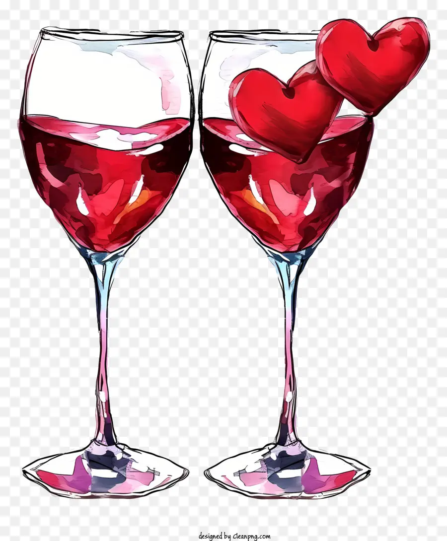 Valentine Wine Glasses De Arte Simplista Vetor，Copos De Vinho PNG