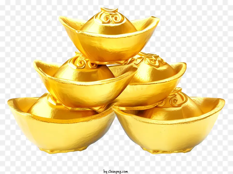 Lingotes De Ouro Chinês，Tigelas Douradas PNG