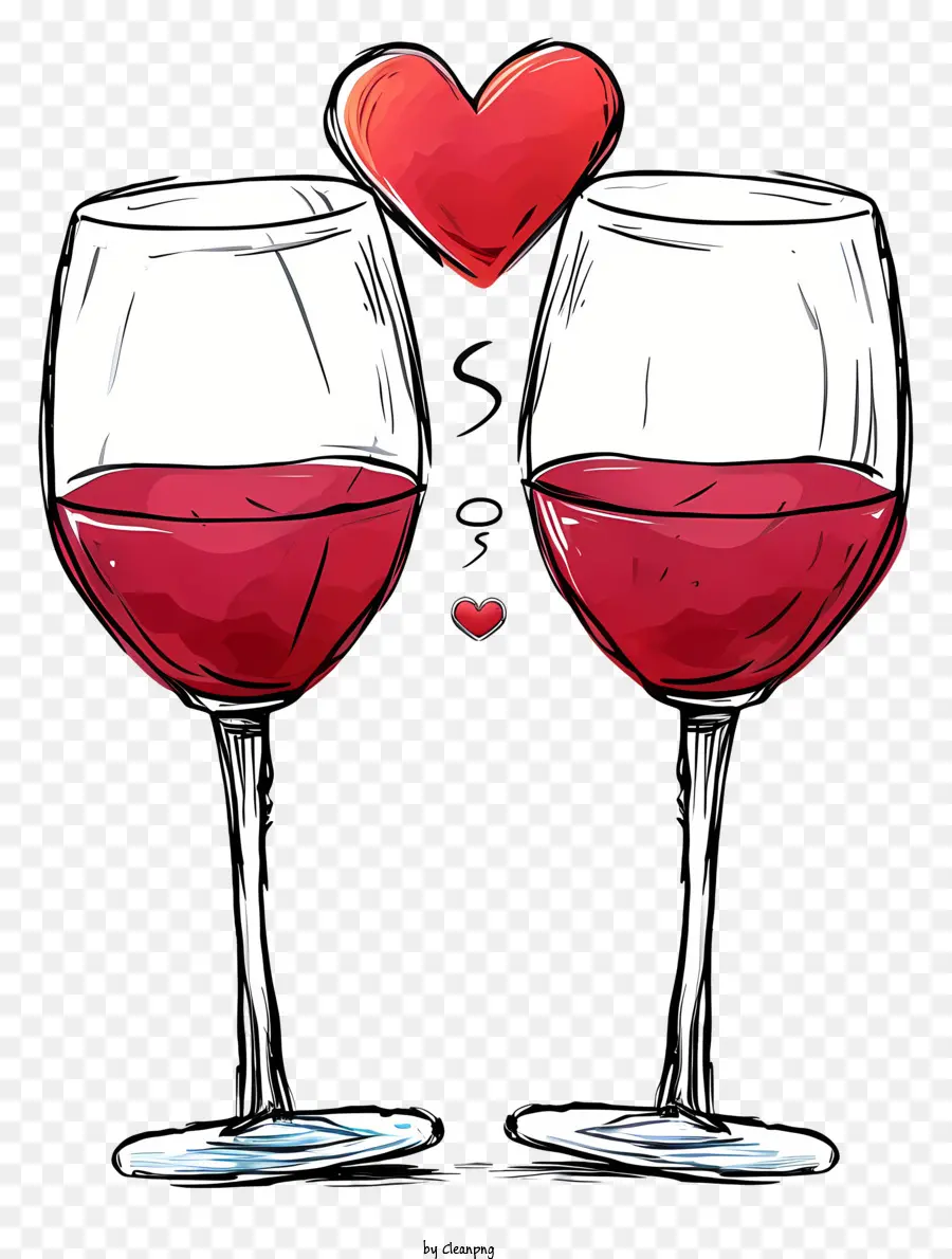 Cartoon Valentine Wine Glasses，Vinho Tinto PNG