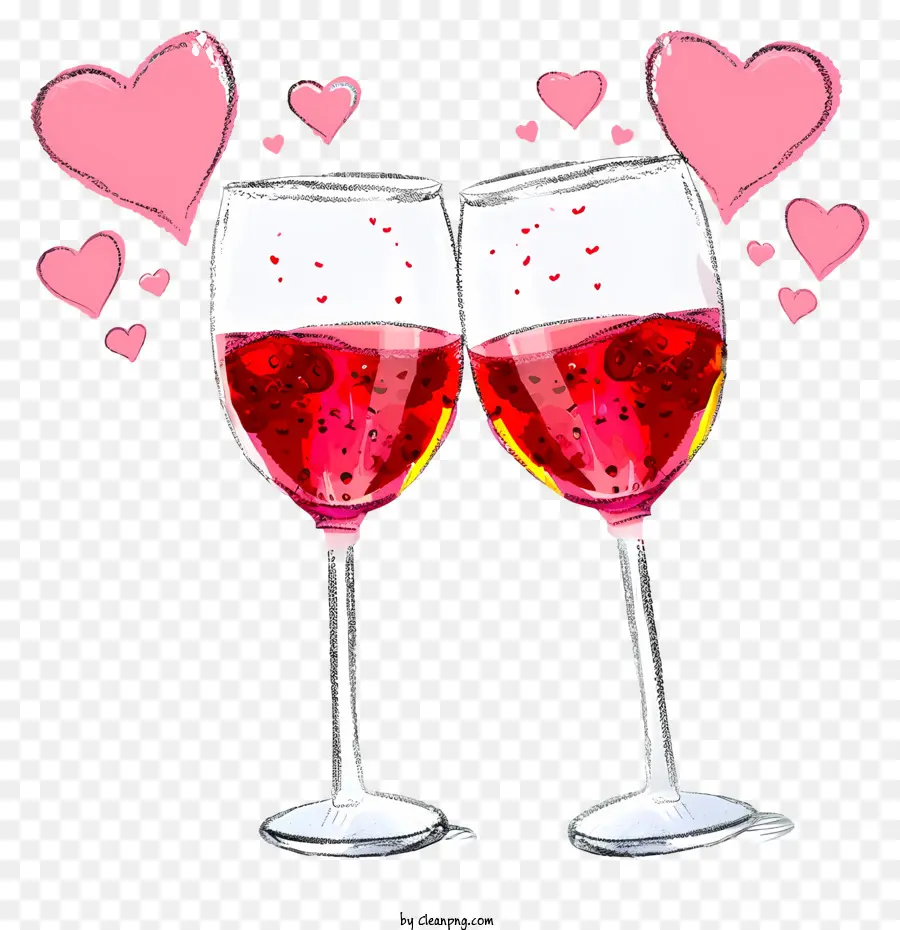 Cartoon Valentine Wine Glasses，Vinho Tinto PNG