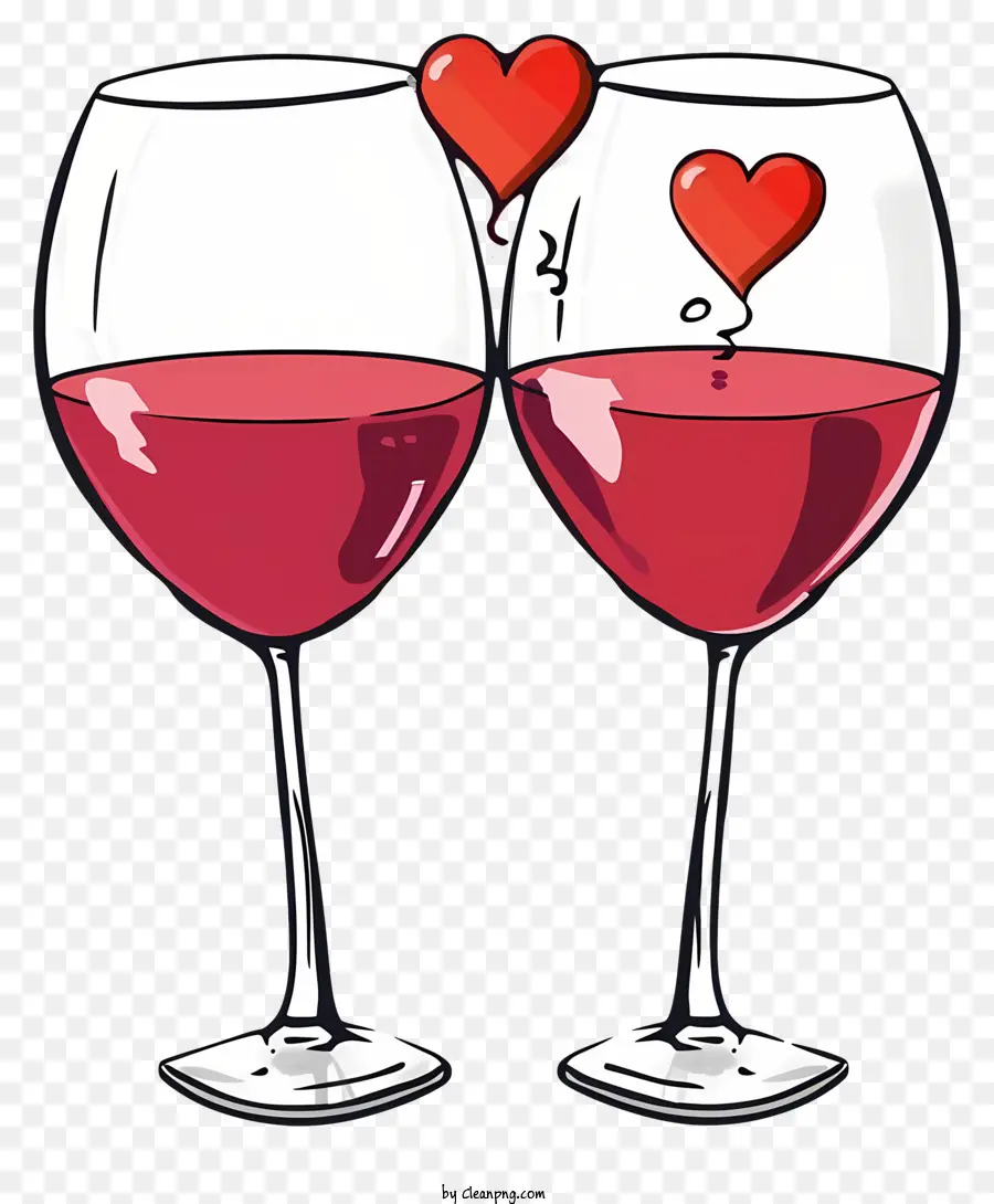 Cartoon Valentine Wine Glasses，Vinho Tinto PNG