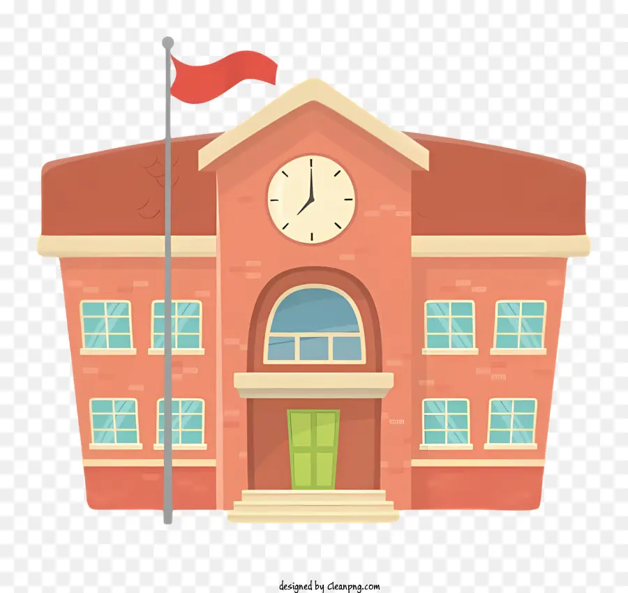 Cartoon Escola，Edifício Da Torre Do Relógio PNG