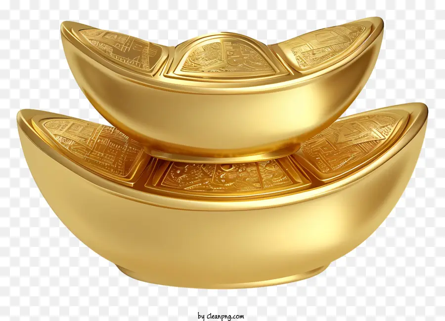 Lingotes De Ouro Chineses Em 3d Realistas，Tigela De Ouro PNG