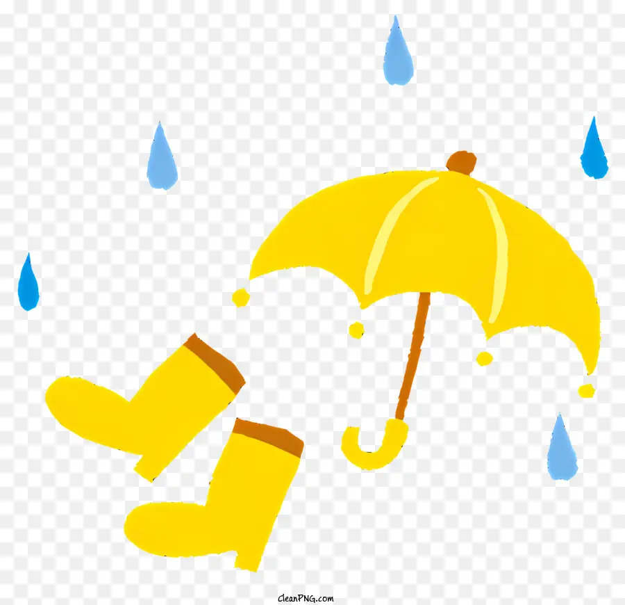 Chovendo，Guarda Chuva Amarelo PNG