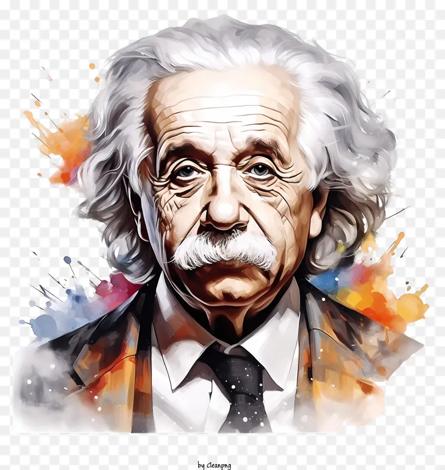 Retrato De Aquarela Albert Einstein，Pintura PNG