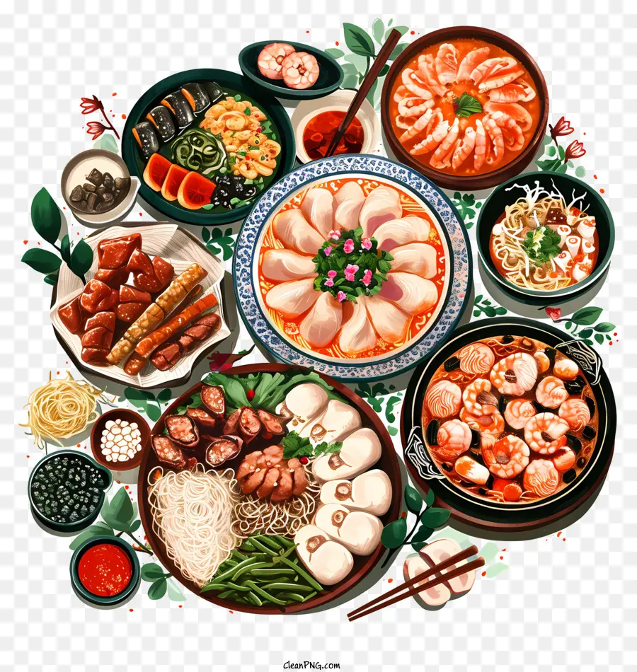 Menu De Ano Novo Chinês，Sushi PNG