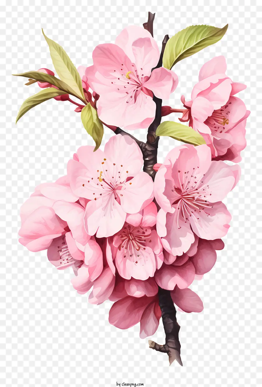 Blossom De Filial De Cereja Aquarela，Cor De Rosa Da Flor De Cerejeira PNG