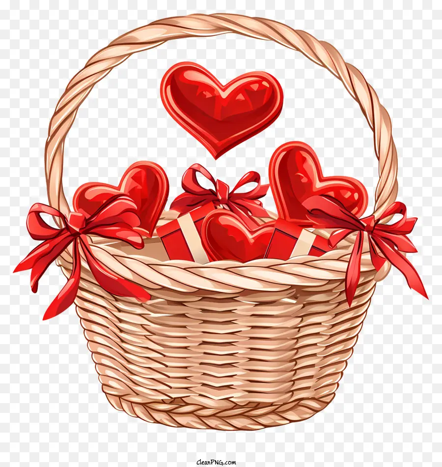 Cesta De Presentes Do Dia Dos Namorados，Coração Vermelho PNG