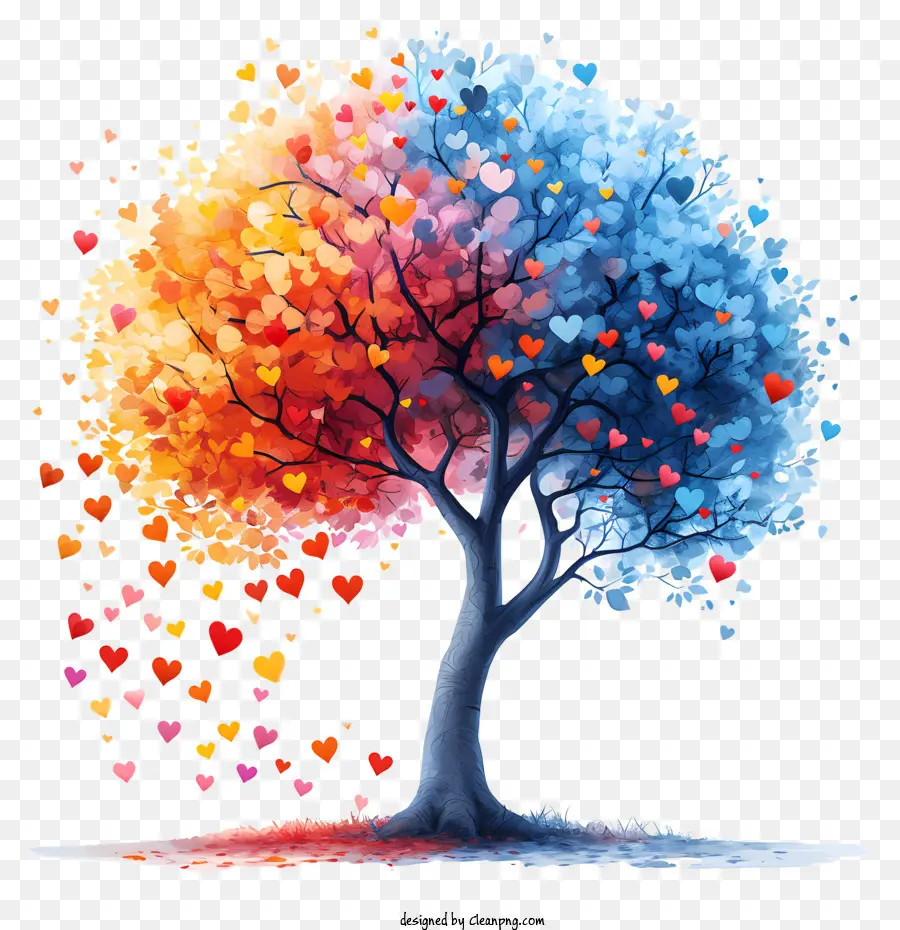 Corações Da árvore，Árvore Multicolorida PNG