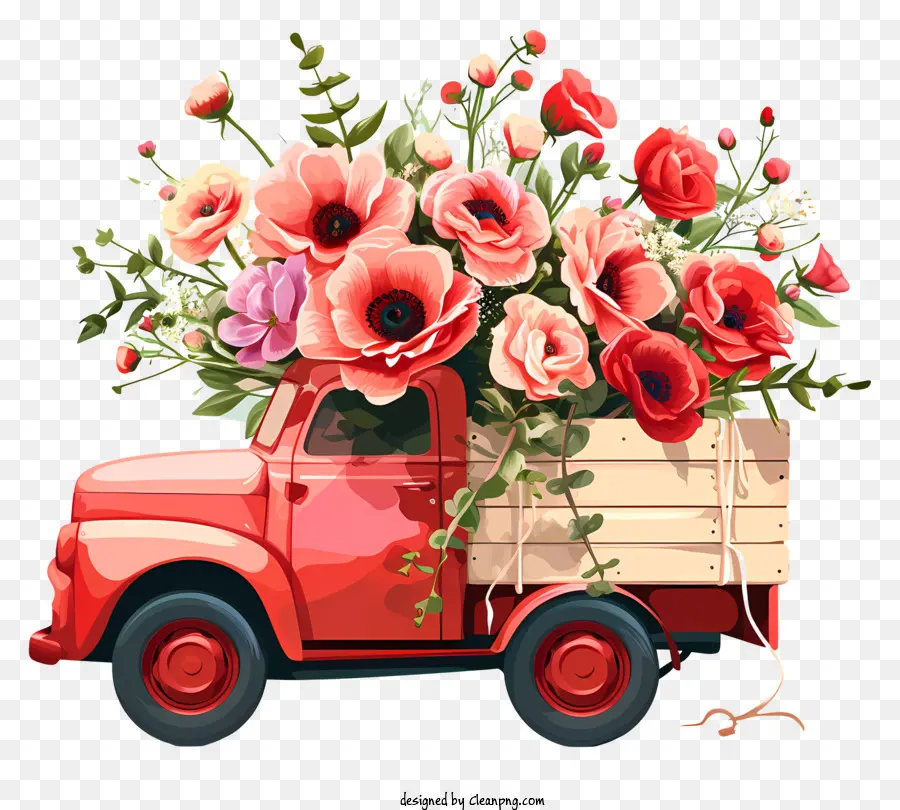 Flores Do Dia Dos Namorados，Caminhão Vermelho PNG