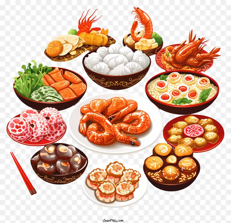 Menu De Ano Novo Chinês，Pratos Chineses PNG