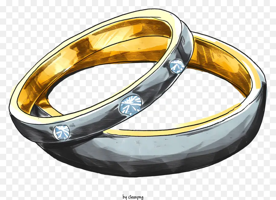 Anel De Casamento No Estilo Doodle，Alianças De Casamento De Ouro PNG
