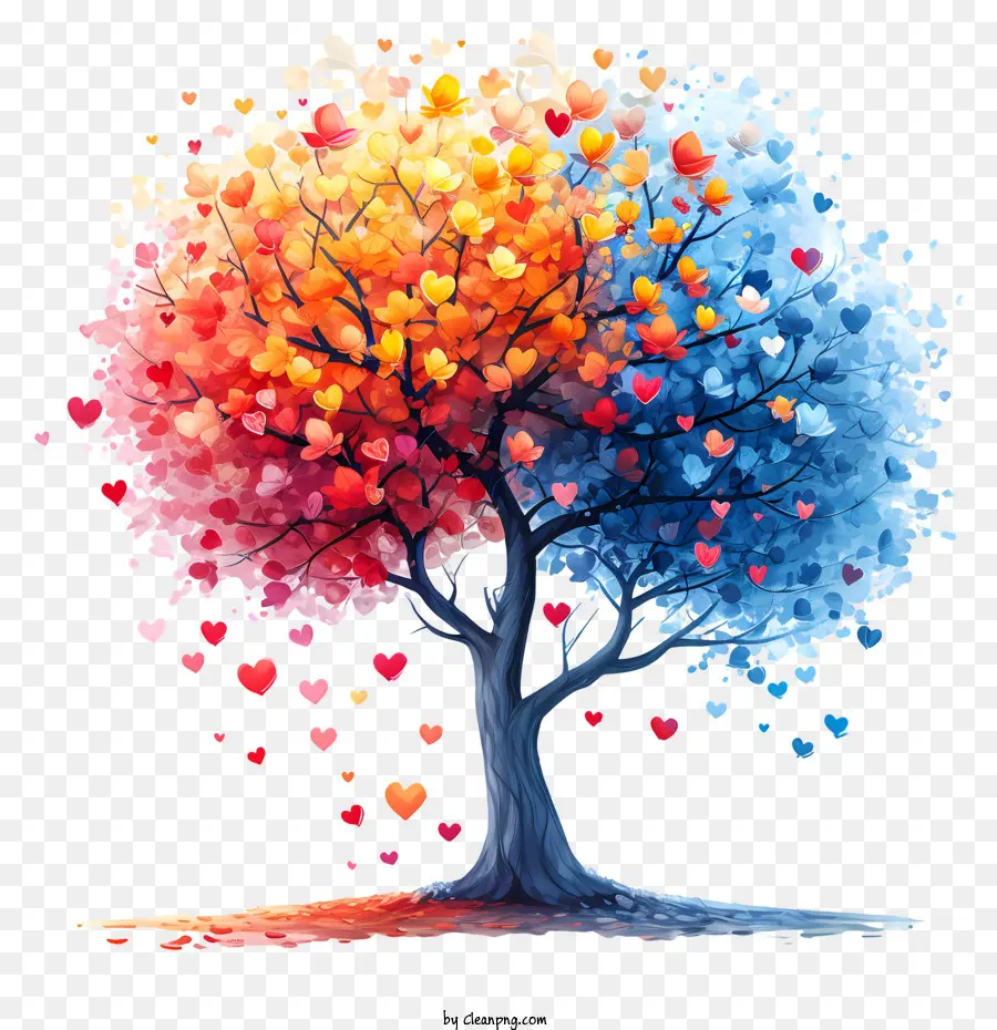 Corações Da árvore，Colorido árvore PNG