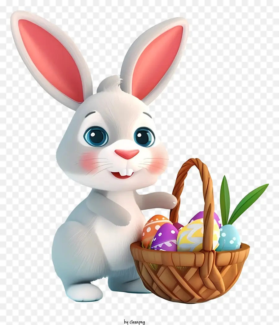 Cartoon 3d Easter Bunny，Coelho Branco Fofo PNG