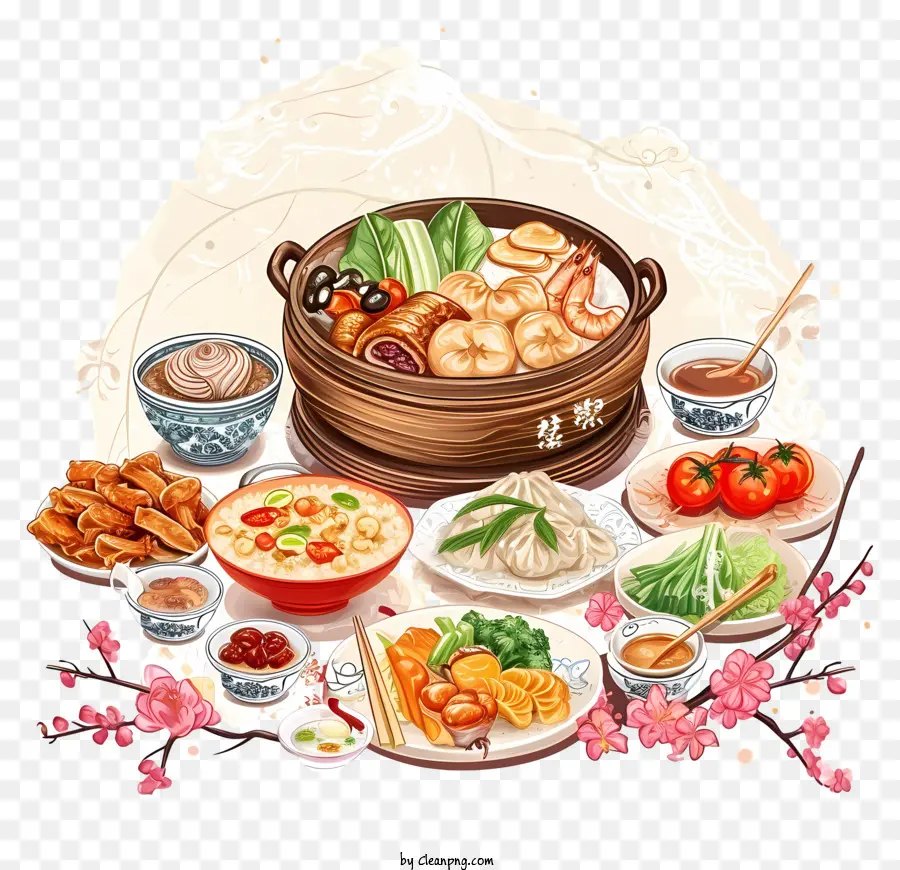 Menu De Ano Novo Chinês，Comida Chinesa PNG