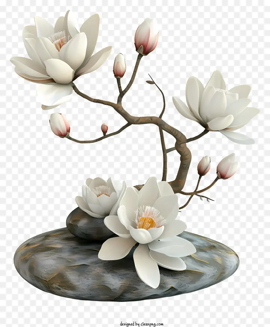 Arranjo De Flores Zen，Planta De Floração Branca PNG