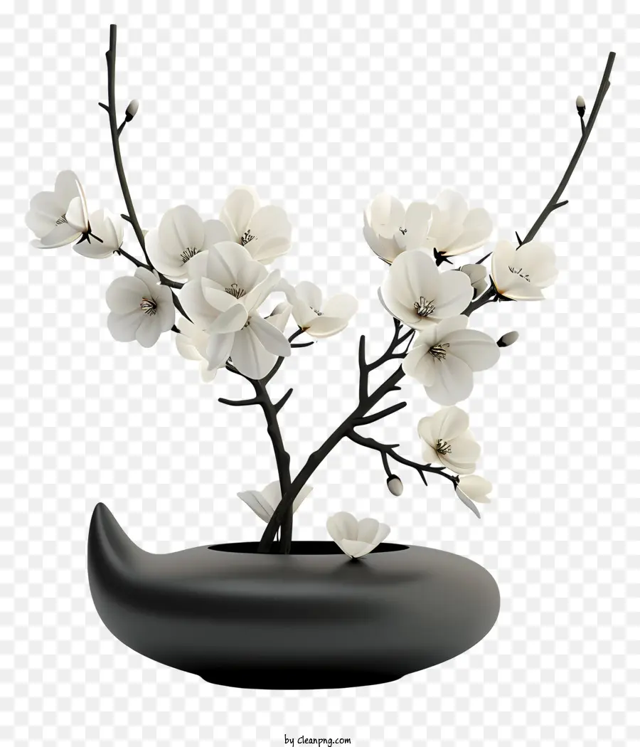 Arranjo De Flores Zen，Árvore De Floresce Branco PNG