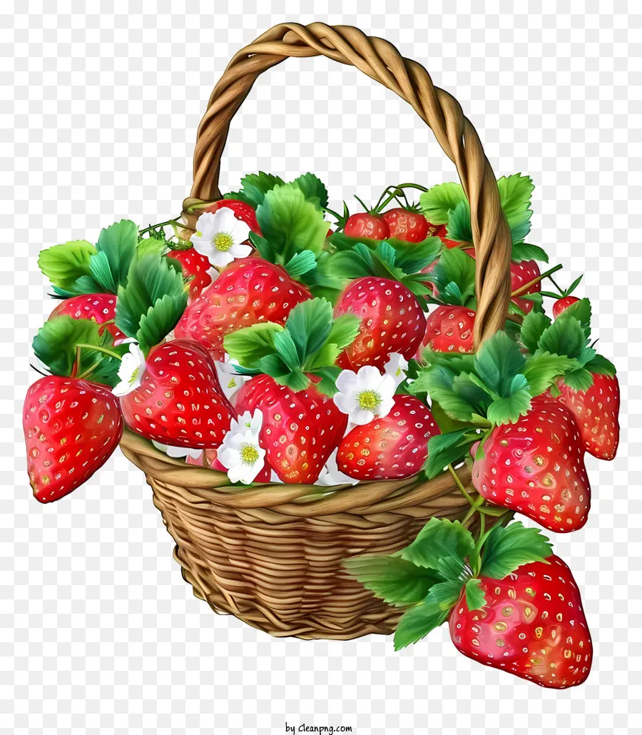 Cartoon 3d Strawberry Basket，Morangos Frescos PNG