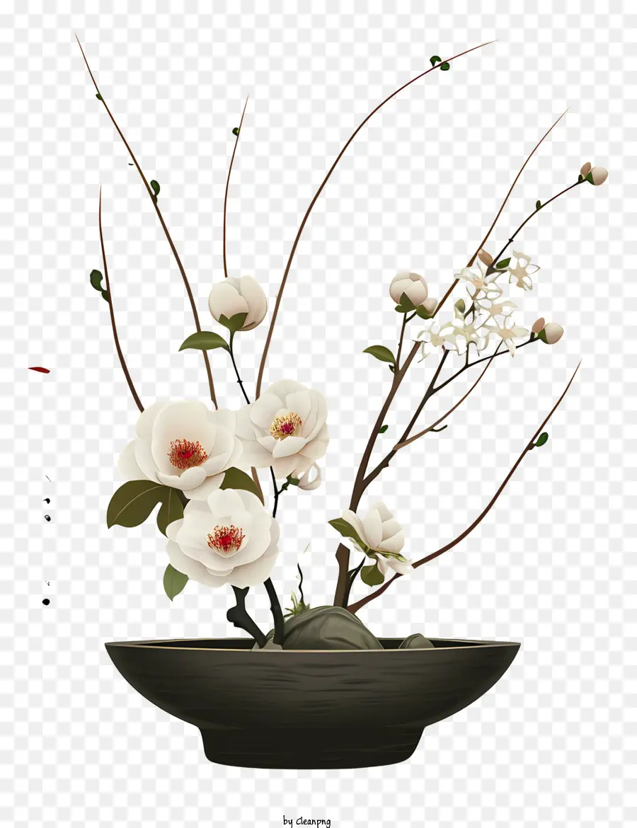 Arranjo De Flores Zen，Vaso PNG
