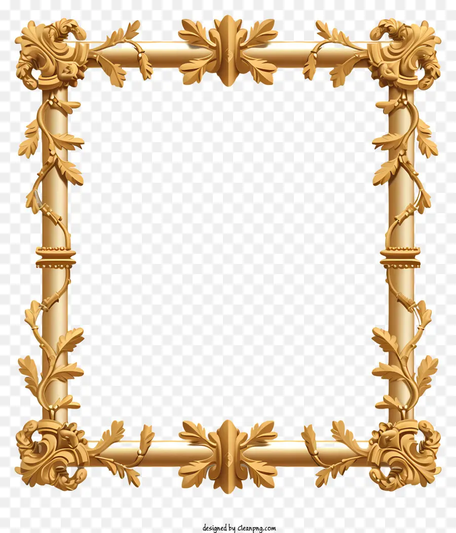 Quadro Dourado Desenhado à Mão，Moldura De Ouro PNG