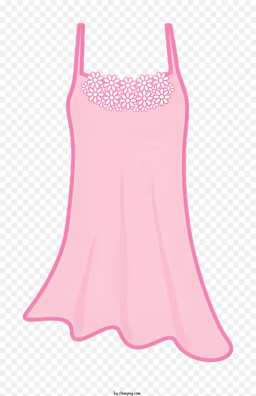 Vestido Rosa，Design Floral Branco PNG