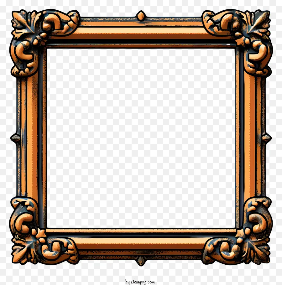 Golden Frame，Black Background PNG