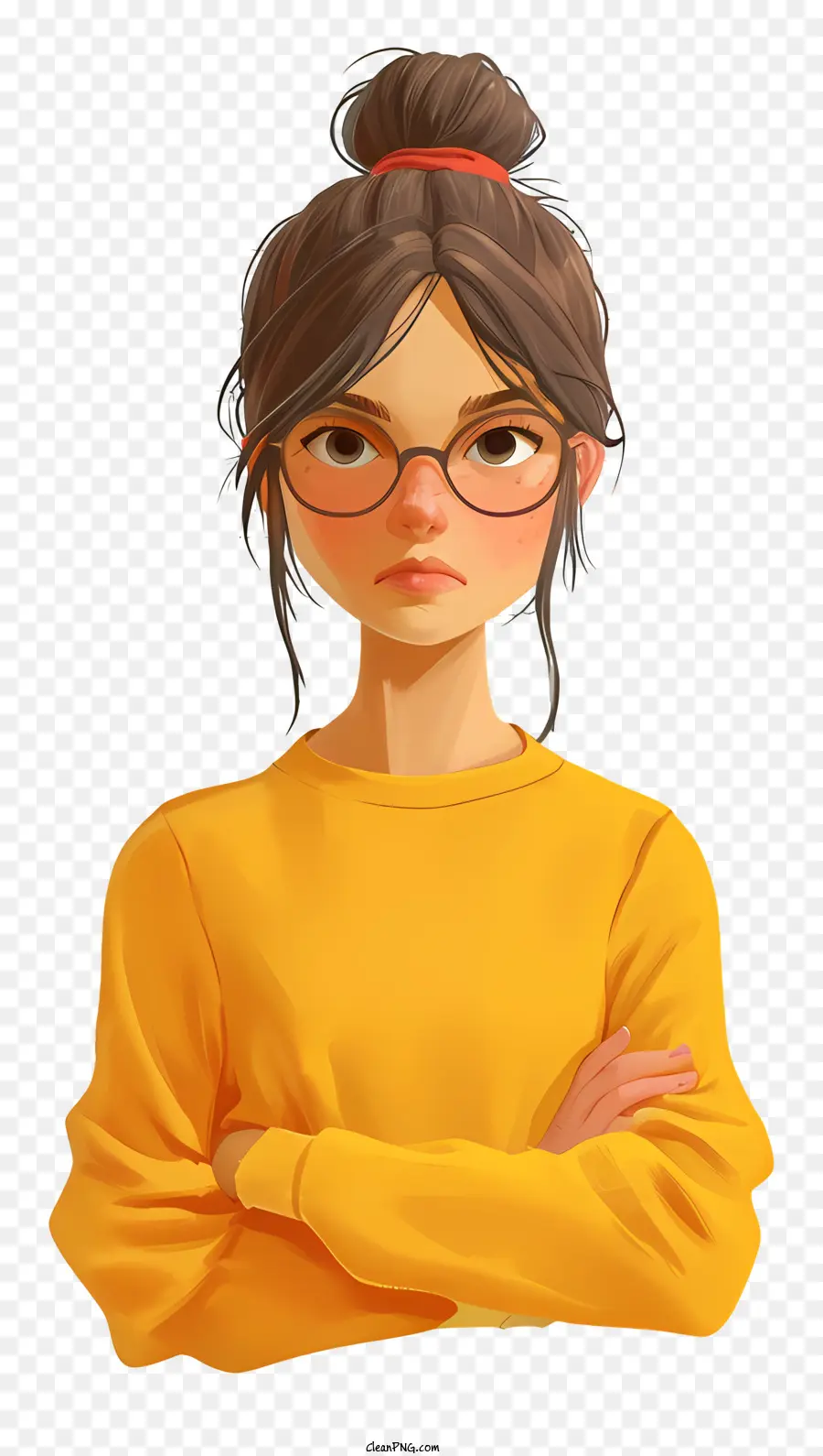 Flat Pose，Menina Com óculos PNG