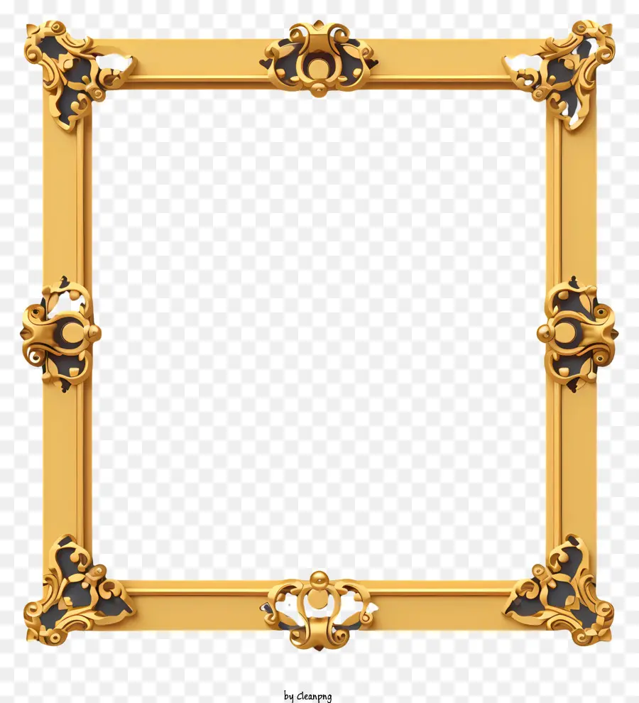 Quadro Dourado Plano，Quadro De Ouro Ornamentado PNG